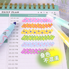 Dual-Head Overlapping Fluorescent Highlighters Magical Creative Color Doodle Journal Pens Student Highlighting Marking Multi-Color Fluorescent Pens