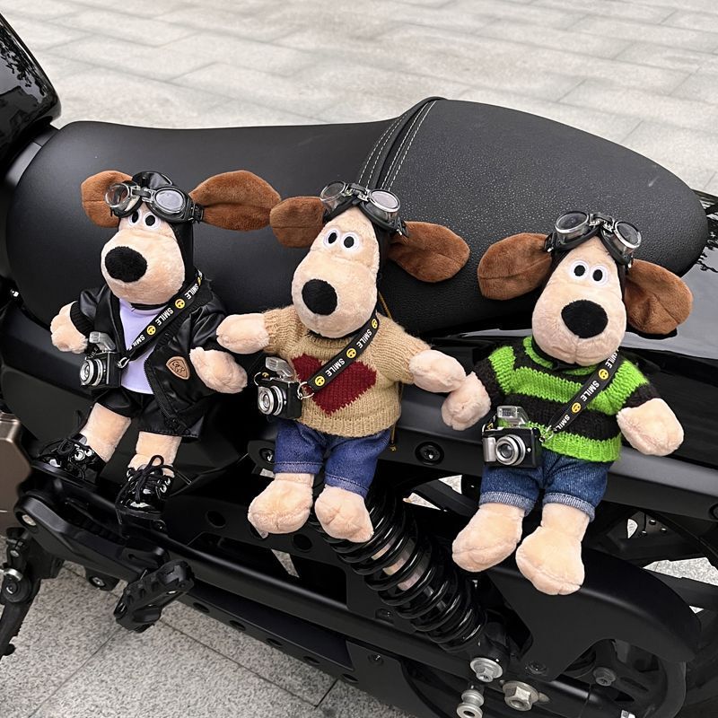 Car Trunk Tail Pendant Cute Cartoon Leader Dog Doll Motorcycle Decorative Doll Electric Butt Pendant