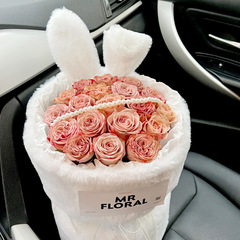 網紅兔耳朵小香風包花布可塑形小兔子毛絨花束資材鮮花包裝用材料