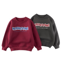 GRrr童装卫衣儿童服装中大摇粒加绒上衣青少年圆领套头衫一件代发