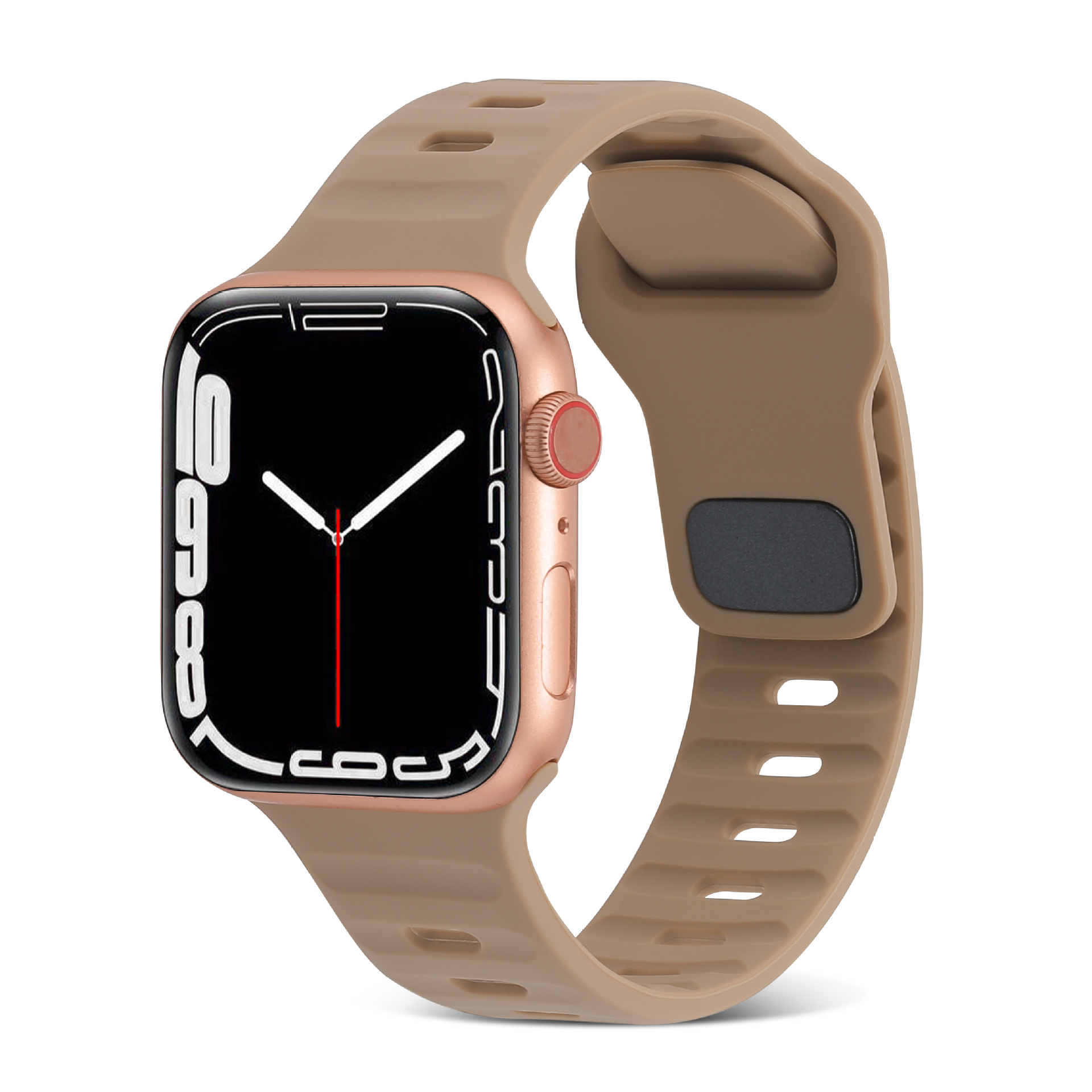 アップルiwatchスマート腕時計バンド345678se運動通気黒角ボタン逆ボタンシリカゲルリストバンド