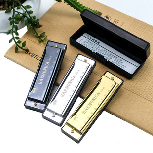Metal Chromatic Ten-Hole Colorful Harmonica Alloy Toy Professional Grade Musical Instrument Playing Factory Stall Wholesale