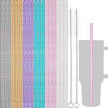 跨境闪粉硬吸管约30CM,创意史丹利杯配件18 支装闪光塑料替换吸管