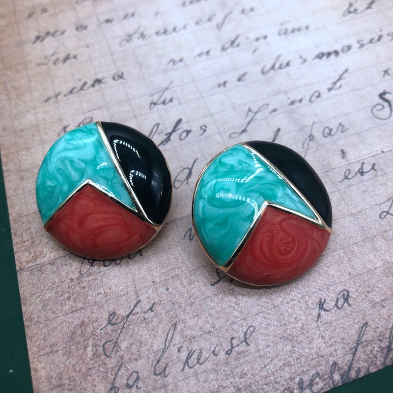 8g Weight No Inlaid Inlay Material Earrings, Ear Studs Classification Wedding, Travel Occasion Star Pattern Women'S Gender Fashion Style Green, Silver Color Retro Emerald Green Drip Glaze Alloy Earrings 5
