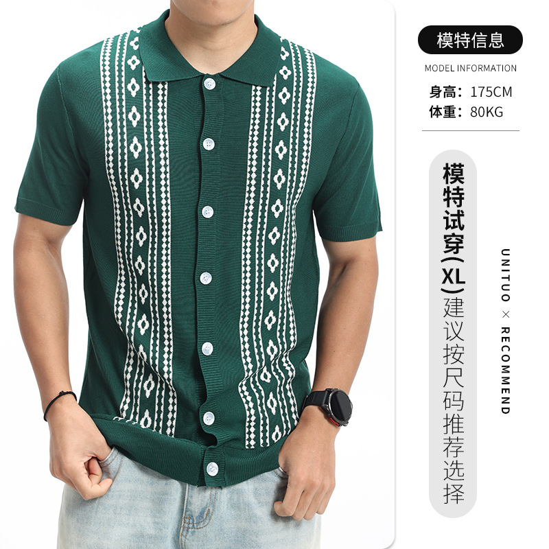 Camisas de polo de estilo europeo y americano de alto nivel para hombres de verano de mangas cortas, cuello de negocios casuales, camisas de polo para hombres