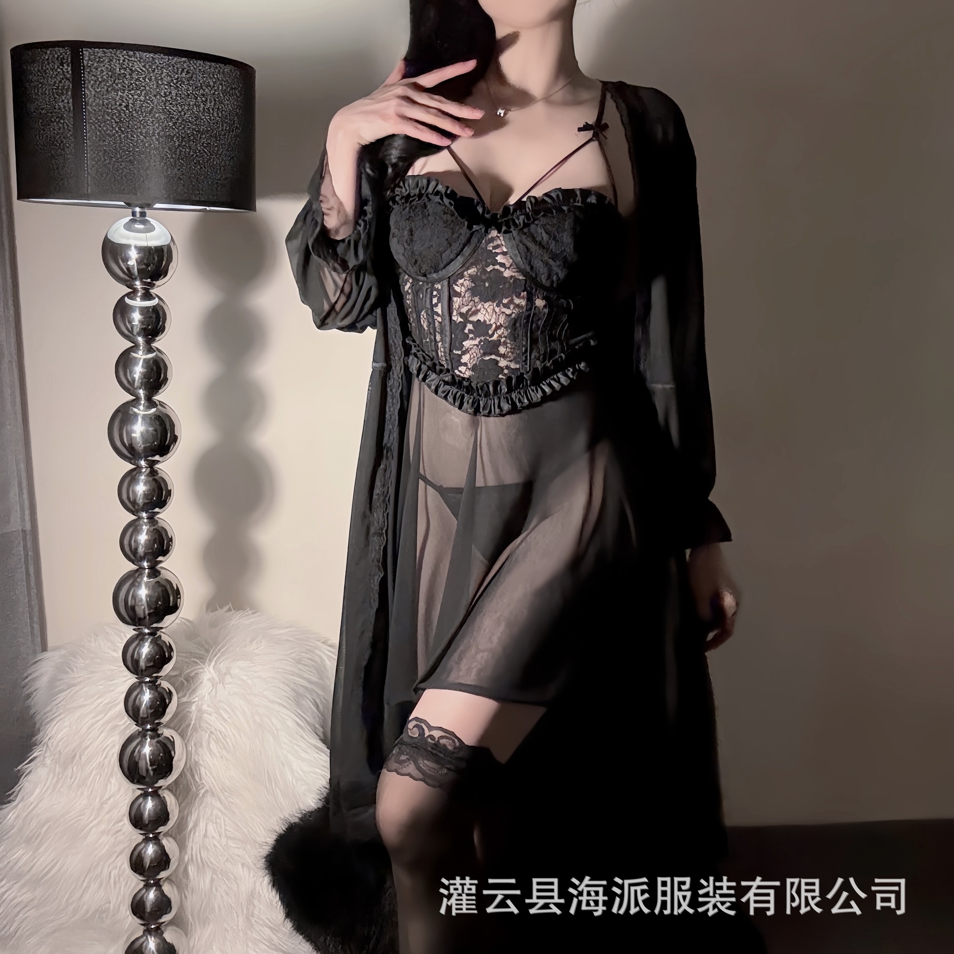 플러스 사이즈 속옷 라이트 럭셔리 벨벳 핫 퍼스펙티브 메쉬 유방 패드 나이트 드레스 스틸 링 매운 속옷 작은 가슴 큰 여성