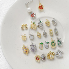 铜镀真金强保色水果石榴柠檬菠萝草莓吊坠diy手链项链串珠配件