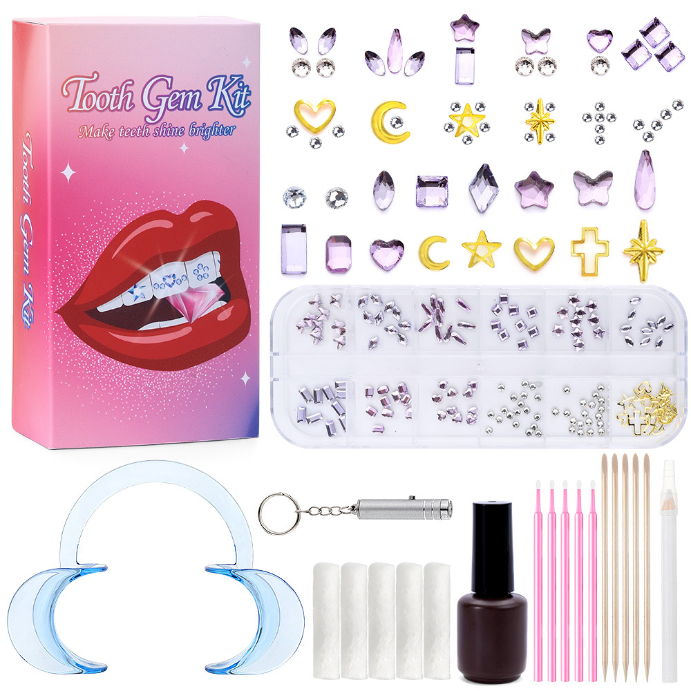 라이트 퍼플 12 그리드 치과용 드릴 세트 [접착제가 포함된 색상 상자]