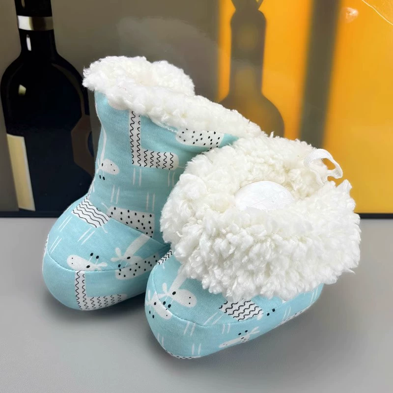 [Baby's Journey] Обувь для новорожденных малышей Бархатная хлопковая обувь из ягненка Весна Осень и Зима Мягкая подошва От 0 до 1 года