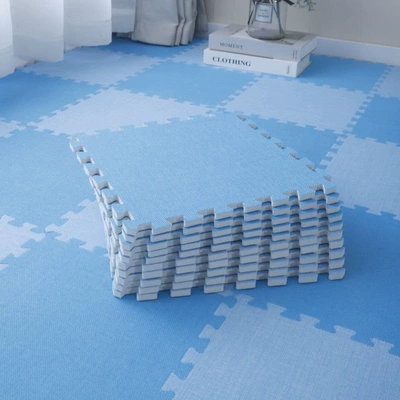 Cotton and Linen Carpet, Bedroom, All-Season: Car Carpet - light-blue-dark-blue-utility-knife-with-side-strips-303010cm-cotton-and-linen-10-pieces