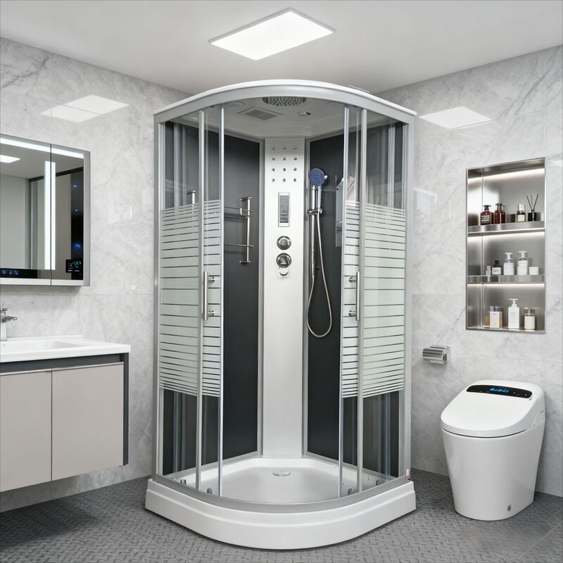 Wholesale Integrated Bathroom Shower Room with Sliding Glass Fan-Shaped Partitions for Home Use, Enclosed Shower Cabin