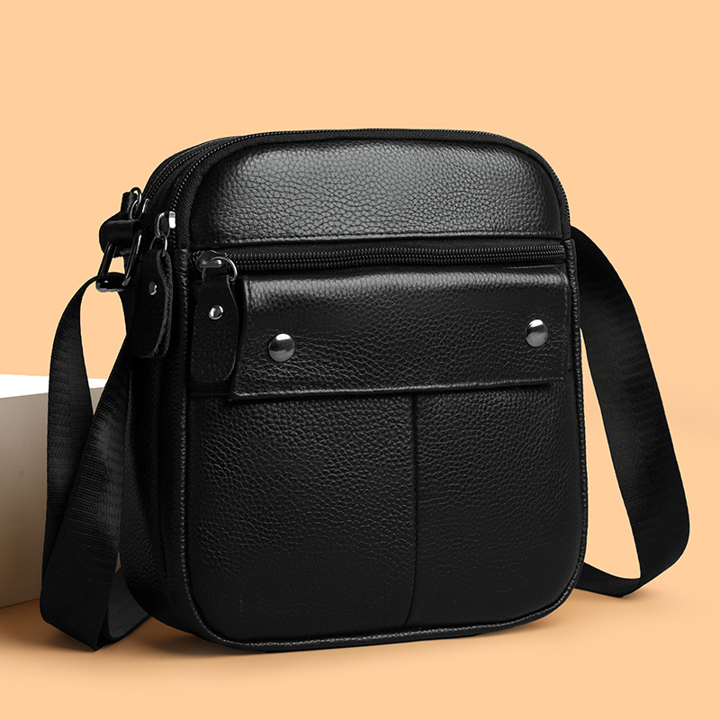 Cross-Border New Crossbody Bag, Versatile Retro Shoulder Bag, Trendy Men's Fashion Large Capacity Men's Bag, Genuine Leather Casual Bag Wholesale