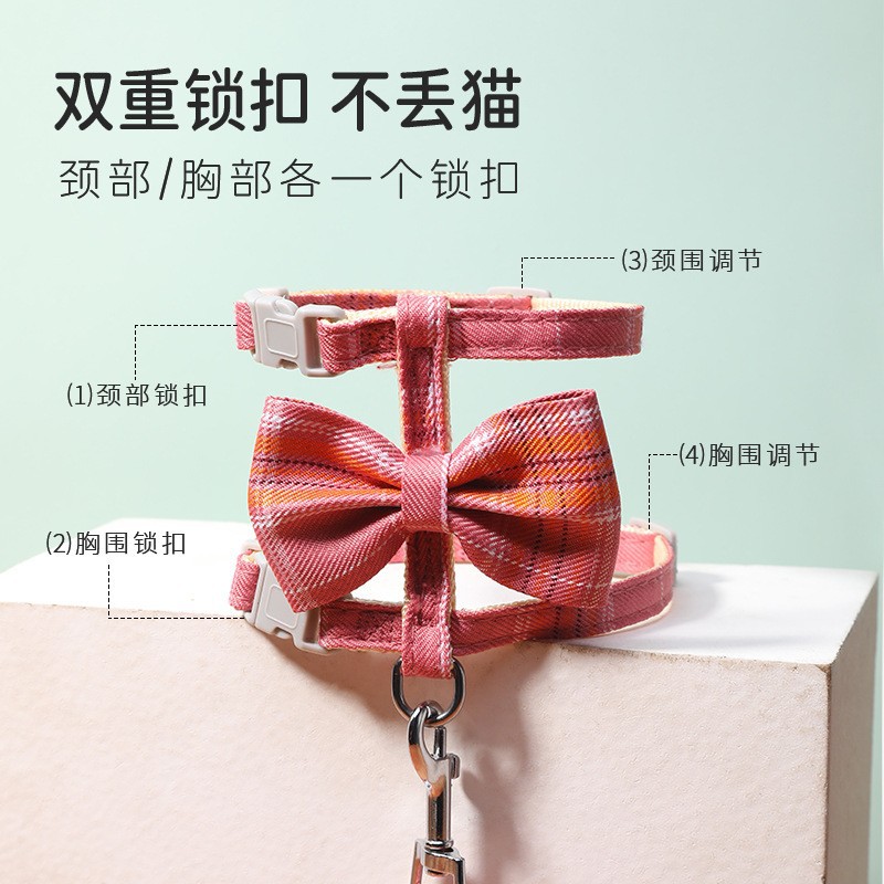 Nueva correa para mascotas ajustable reflectante anti-rotura pequeño perro gato cuerda fuera caminando perro gato pecho cuerda