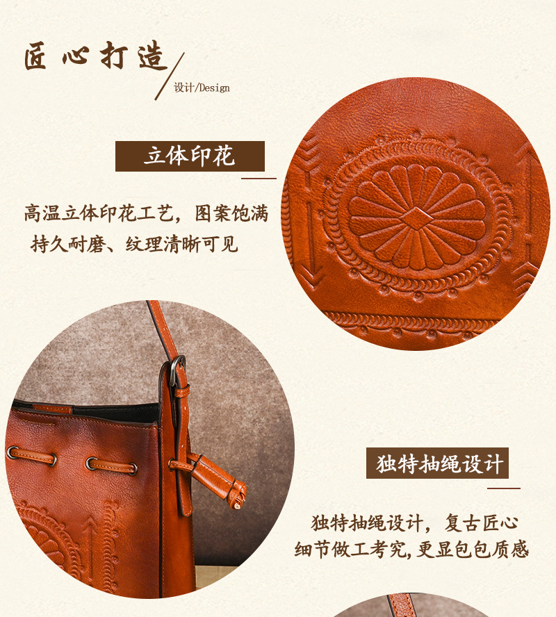 Túi tote da bò cổ điển phong cách vintage, đáy rộng, dung tích lớn, quai đeo vai — Màu xanh lá cây chi tiết 8