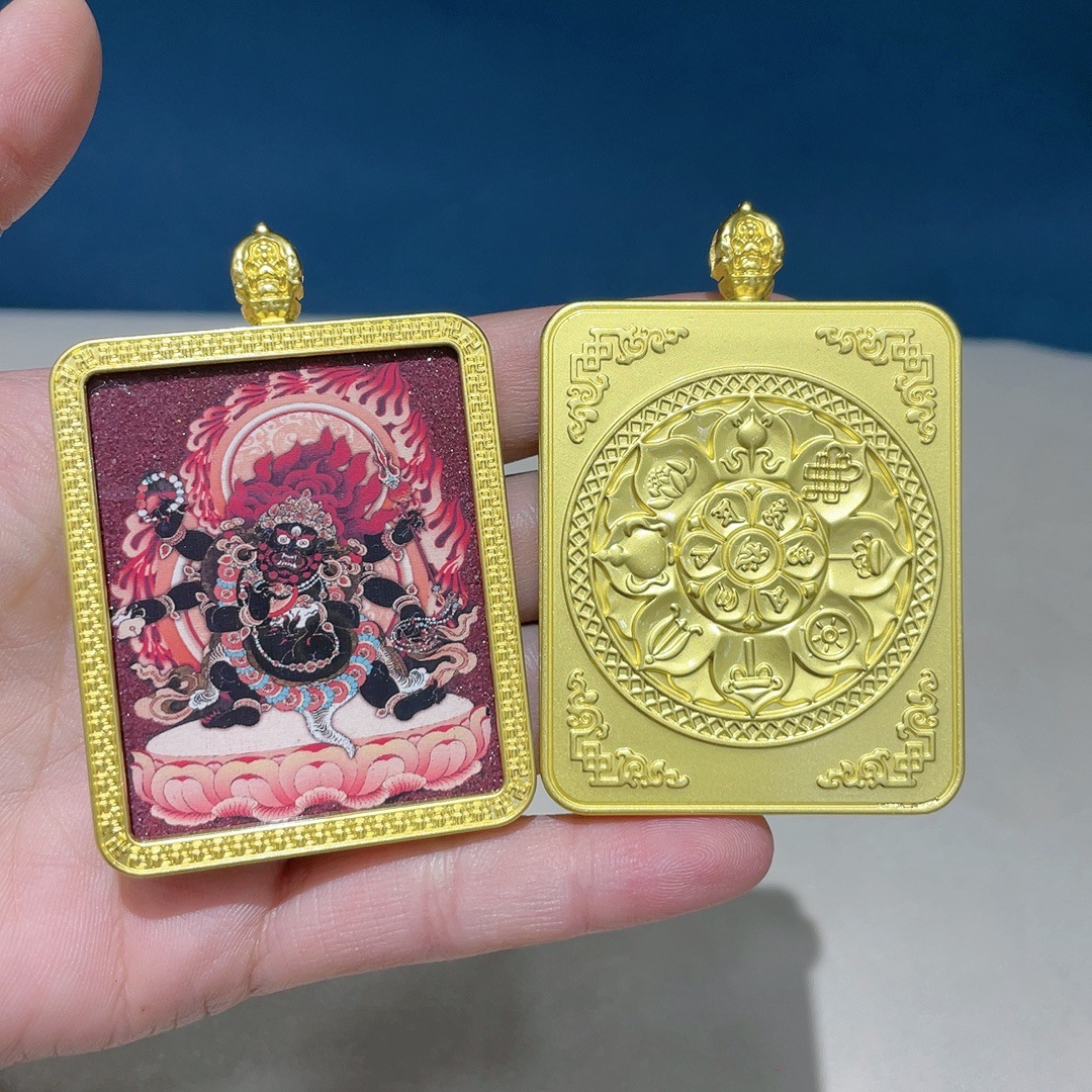 Cinnabar powder painted Five Ye Tangka Gawu Box Pendant, New Chinese style Pendant for the Year of t