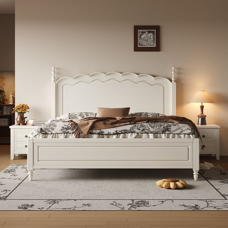 Light Luxury European Style White Solid Wood Bed Modern Simple Cream Style Storage Double Master Bedroom Princess Bed American Bed