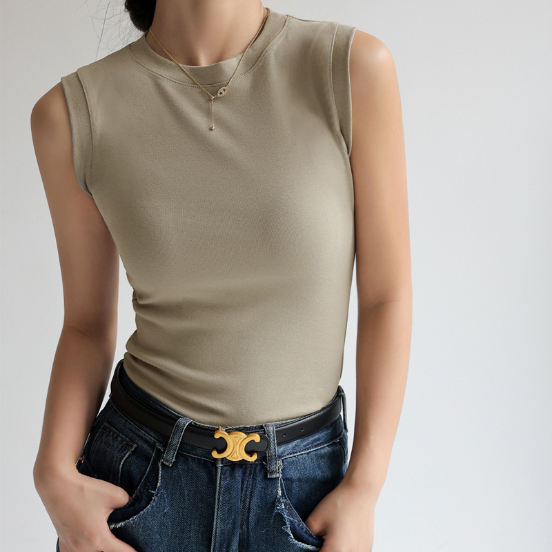 Cotton Small Crewneck Basic Base All-match Camisole Women's Summer Sleeveless Outer Wearing Jacket Cotton Small Crewneck Basic Base All-match Camisole Women's Summer Sleeveless Outer Wearing Jacket