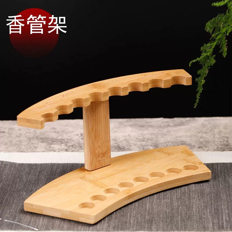 Line Incense Tube Display Bracket Porous Bamboo Line Incense Rack Incense Tube Rack Household Sinking Sandalwood Line Incense Rack Base Ornaments
