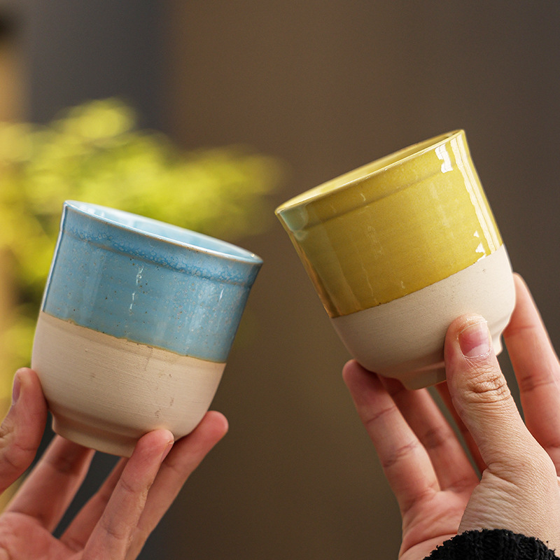 Tasse à thé/café en grès de style japonais Kung Fu, ornée d'un motif artistique, best-seller et personnalisable avec logo._voghion.com