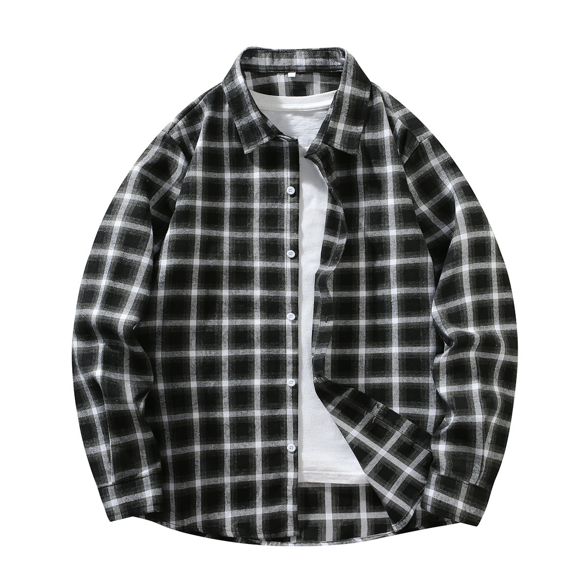 跨境欧美外贸男装亚马逊春秋冬新款格子休闲衬衣男士衬衫工厂直销