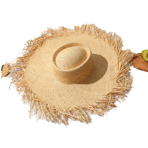 2024 New Rhubarb Straw Hat Summer Versatile Sunshade Hat for Women Beach Hat Foldable Travel Vacation Hat