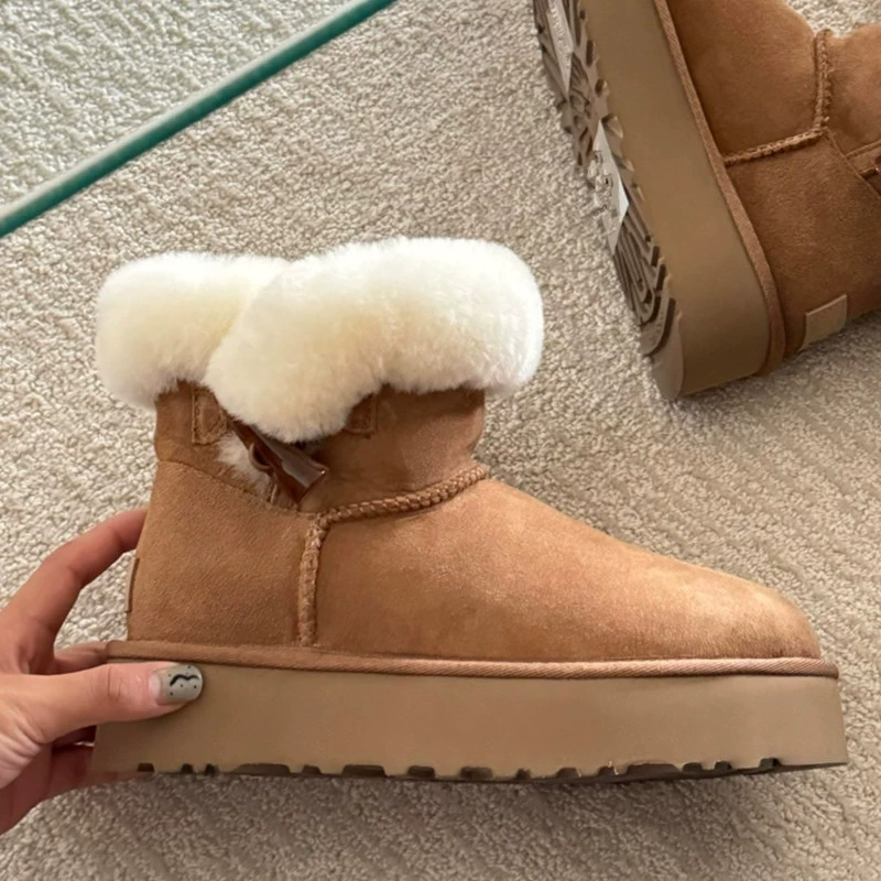 GBАUGG Хэнань Сангпо роговая пряжка мех единое снег сапоги для женщин короткая труба новая средняя труба мех GBAUGG