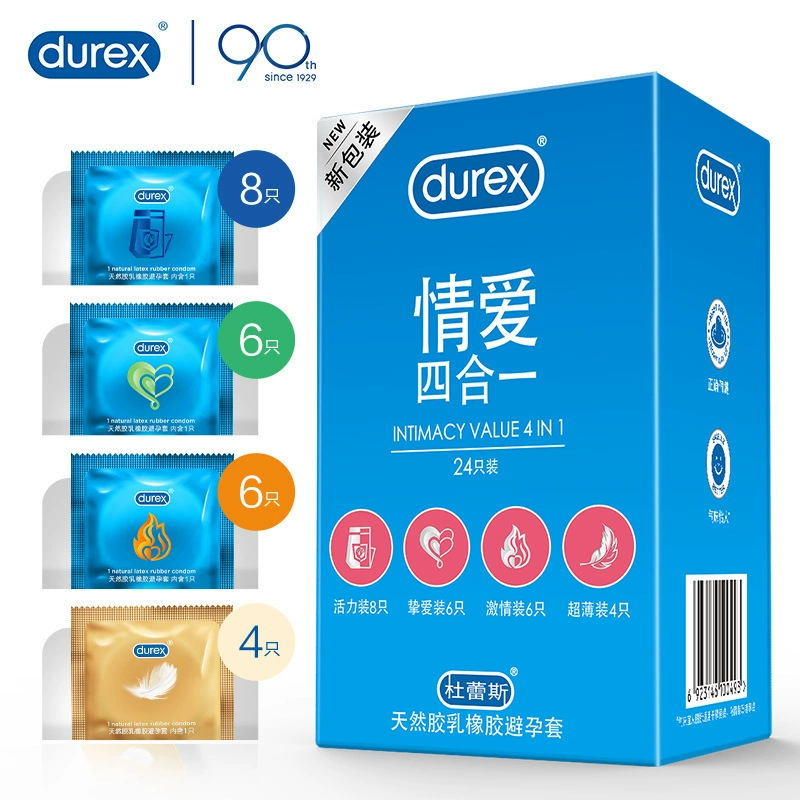 Презервативы (Durex) assorted variants — ультратонкие и текстурированные, водно‑основа/полимер пиридон, различные наборы