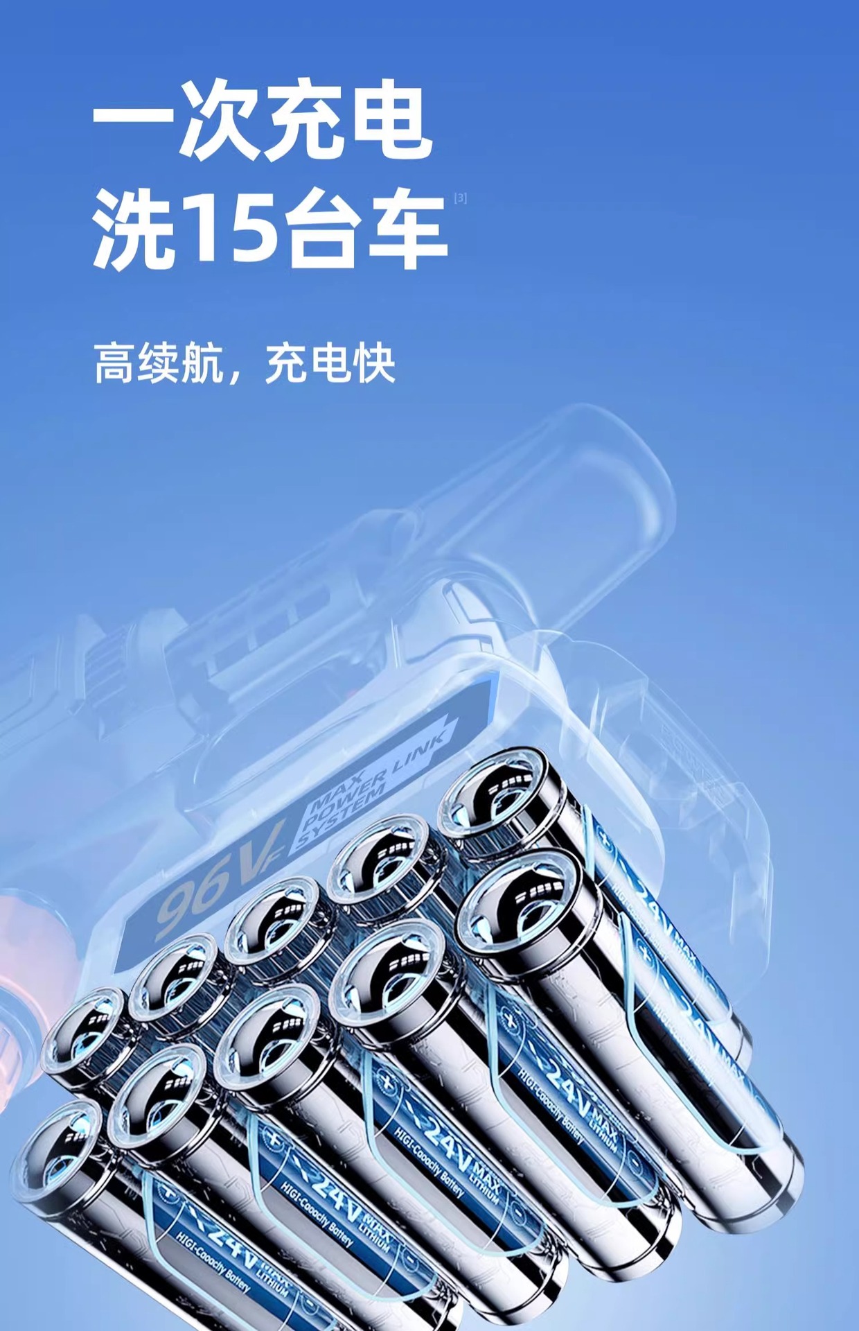 High Pressure Washer Cordless Lithium Battery Powerful Booster Cleaning