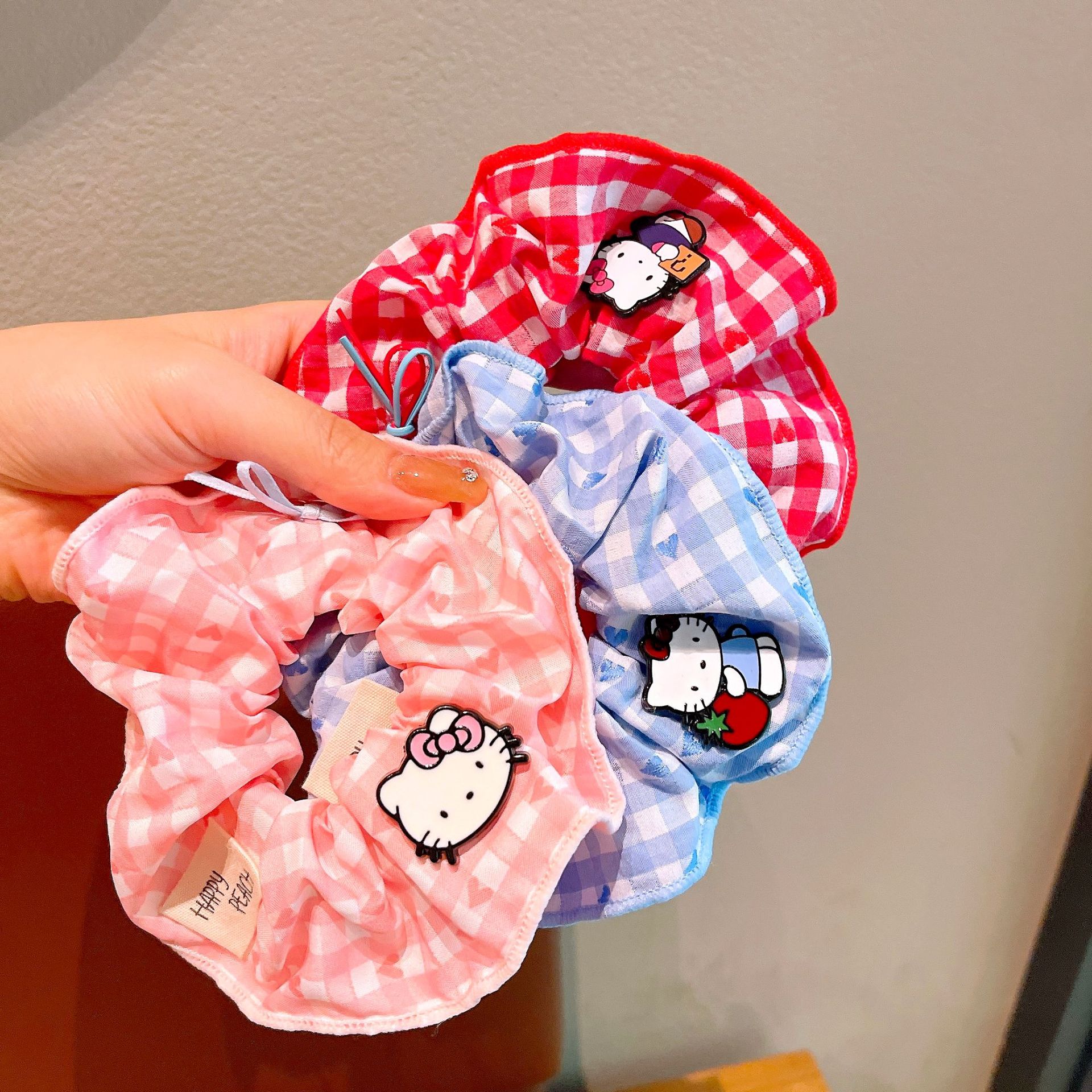 卡通KT猫可爱儿童发圈布艺蝴蝶结大肠发圈儿童甜美丸子头发圈发绳