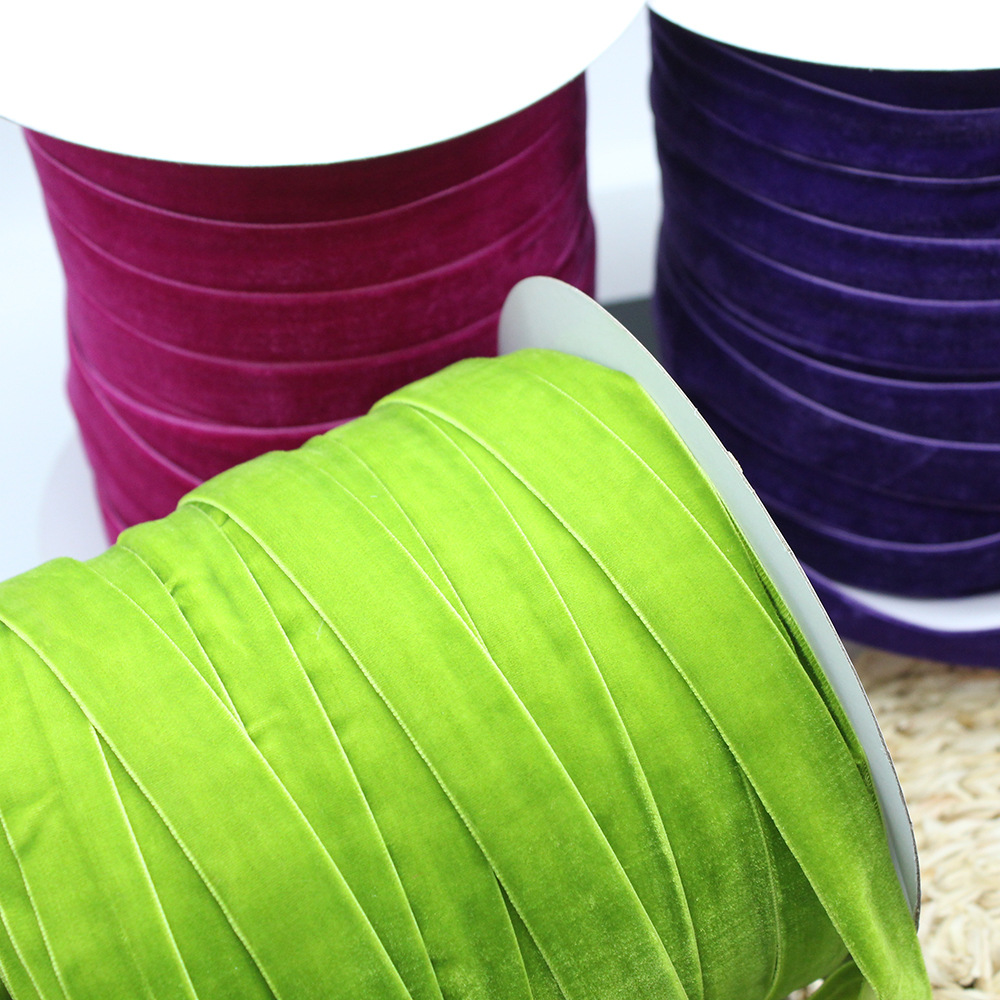 2cm unilateral banda de flocado ropa hecha a mano DIY accesorios, regalo de pastel embalaje de seda de terciopelo