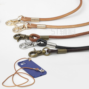 New small clamp buckle mobile phone lanyard genuine leather leather rope crossbody strap handmade DIY women's all-match halter replacement belt