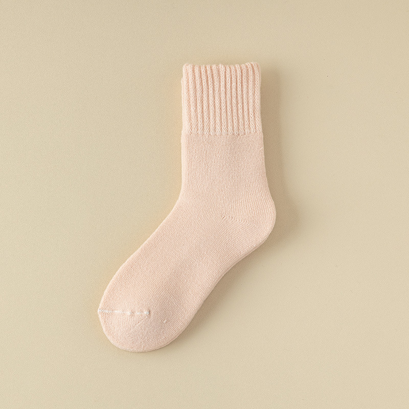 Calcetines de confinamiento engrosados de otoño e invierno para mujer Calcetines de piso de toalla a media pantorrilla cepillados