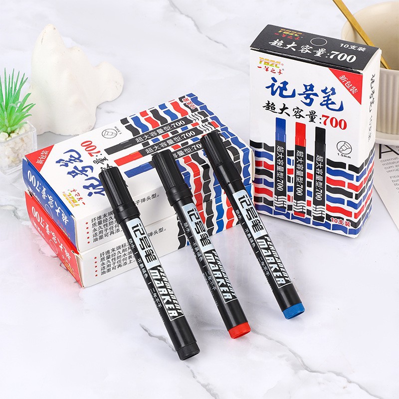 Marcador negro aceitoso 700, punta gruesa, impermeable, para logística - Mayorista