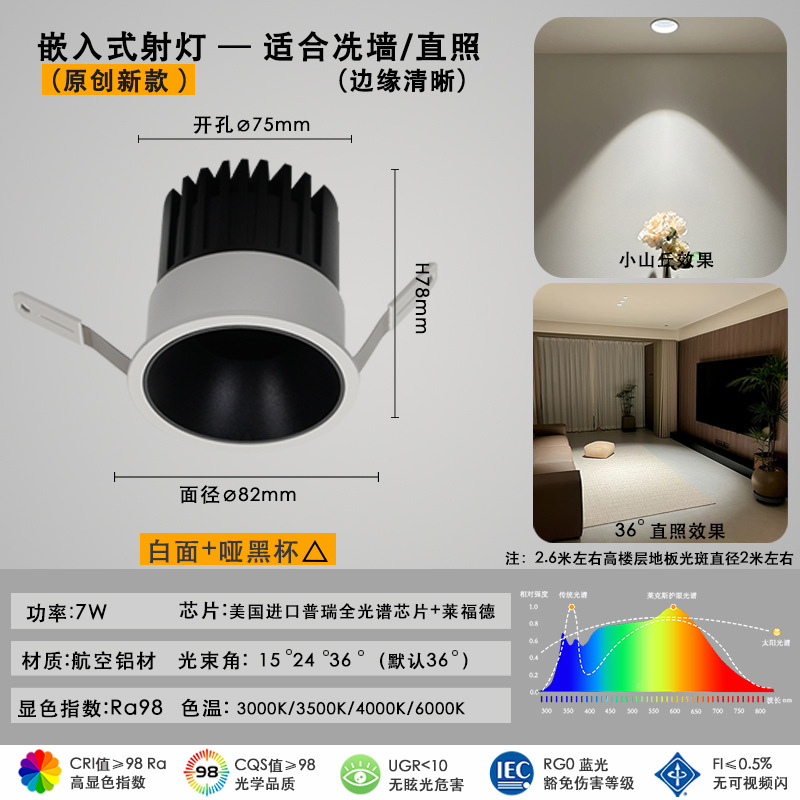 75 opening 7w matte black (original new model)