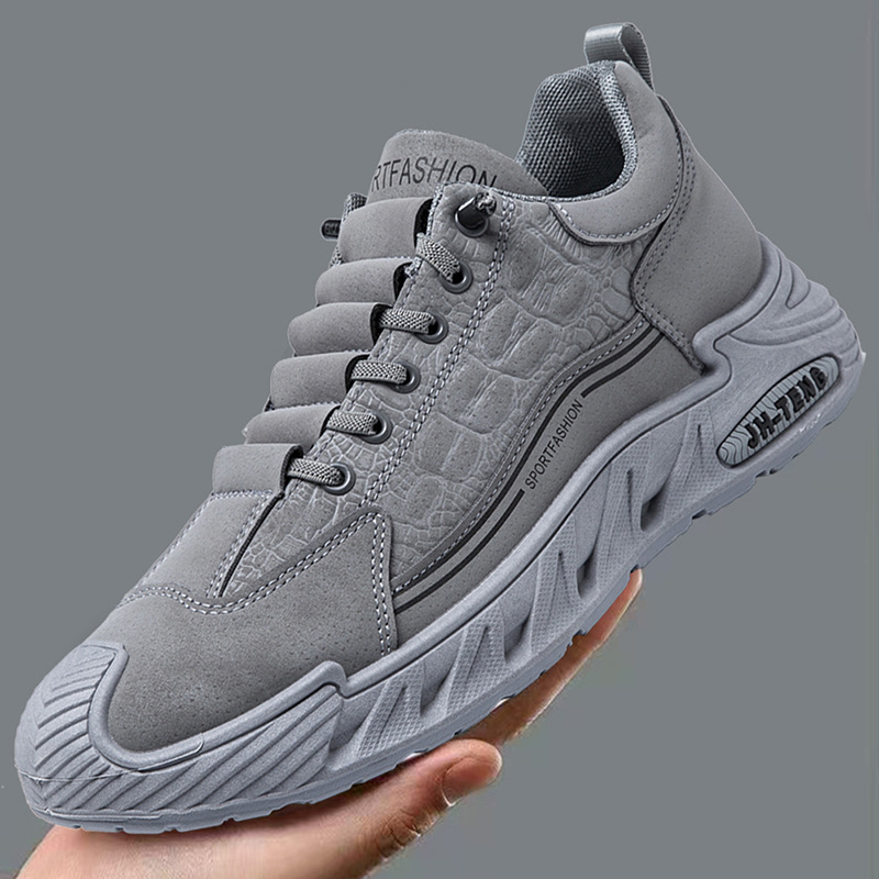 Chaussures décontractées pour hommes grandes tailles, semelle souple en coton, lacets, collection automne/hiver, polyvalentes, disponibles en blanc et noir._voghion.com