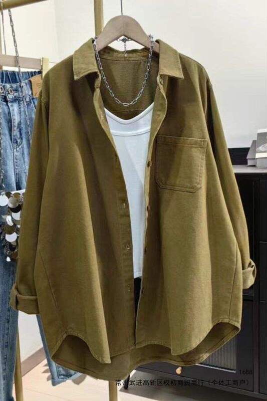 Plus-size shirt for women, stylish for plus-size ladies, 2026 spring and autumn new thickened shirt, loose top, mid-length work jacket Plus-size shirt for women, stylish for plus-size ladies, 2026 spring and autumn new thickened shirt, loose top, mid-length work jacket