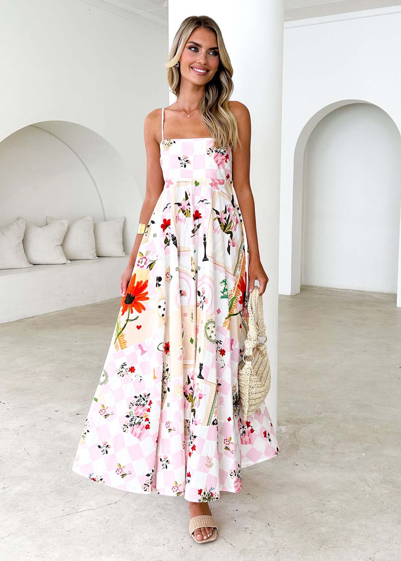 Women's Gender Wholesale Women's Casual Elegant Streetwear Flower Holiday Selfie Strap Sleeveless Strap Dress
