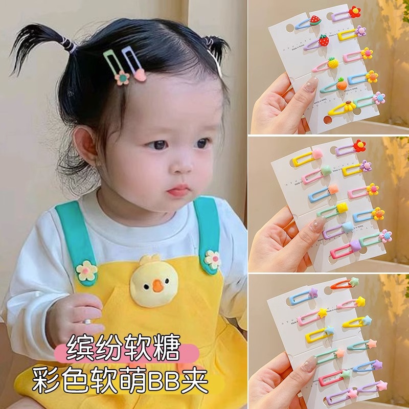 Color brillante dibujos animados de geometría de frutas para el cabello de niños no lastimar clip de cabello BB para mujeres frises acabado clip lateral de cabello roto de alto nivel