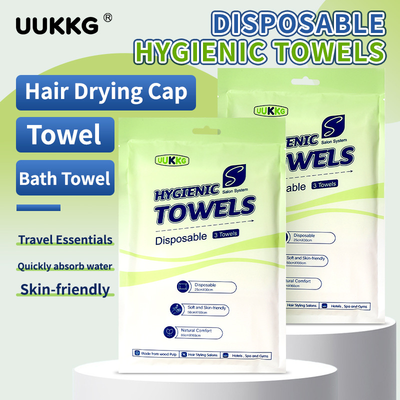 UUKKG viaje de negocios baño desechable 3 piezas toallas toallas de baño toallas secas para el cabello suministros de hotel exclusivos transfronterizos