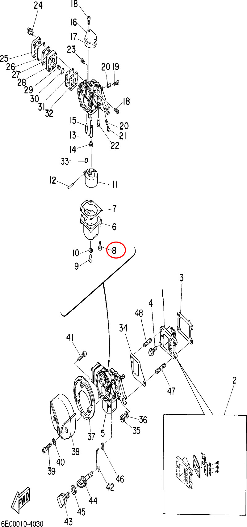 8)翟墨DEMONS舷外机船外挂机橡皮艇冲锋舟97980-04116