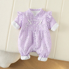 婴儿双层衣服棉秋装女宝宝新生哈衣爬服可爱公主春秋洋气连体衣