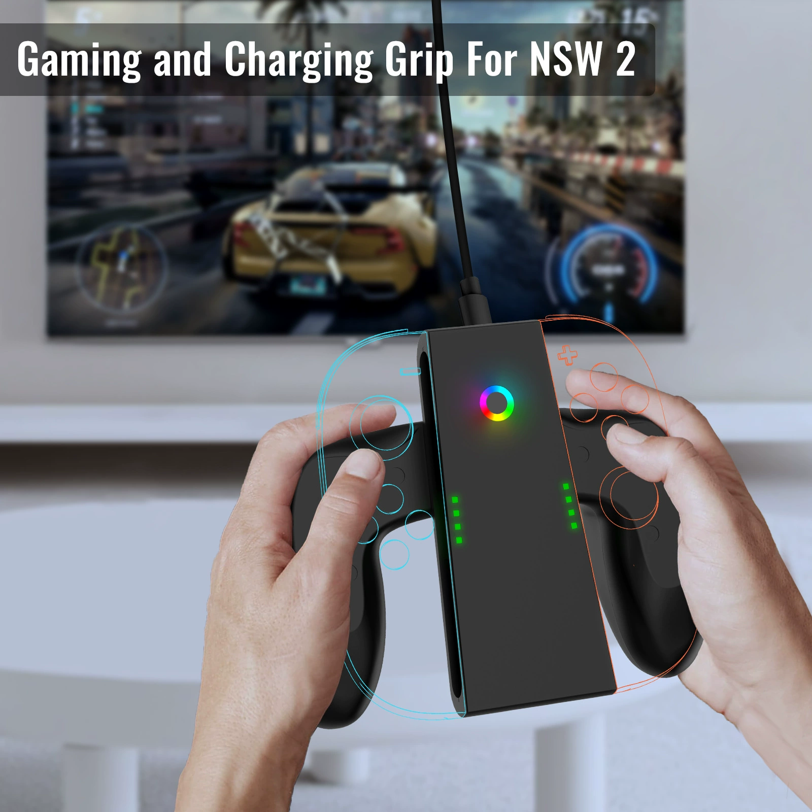 Новый многозадачный зарядный грип JYS для контроллера Switch2, перезаряжаемая ручка JOY-CON, левая и правая маленькие рукояти