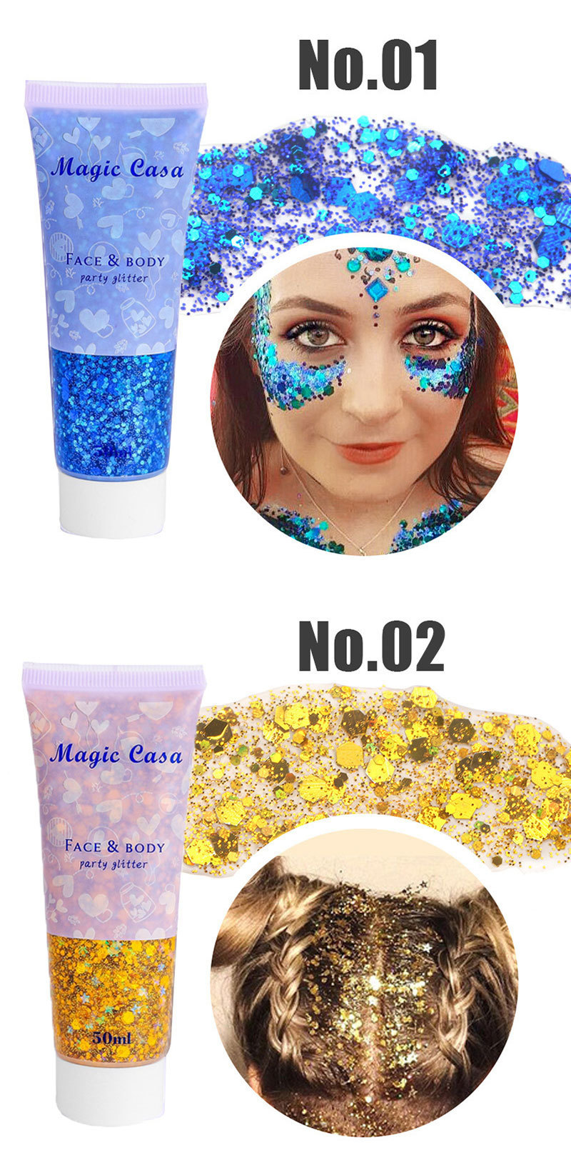 MAGIC CASA Mermaid Scale Sequin Gel Facial Body Lip Sequin Eyeshadow Dazzling Polarized Stage Makeup undefined