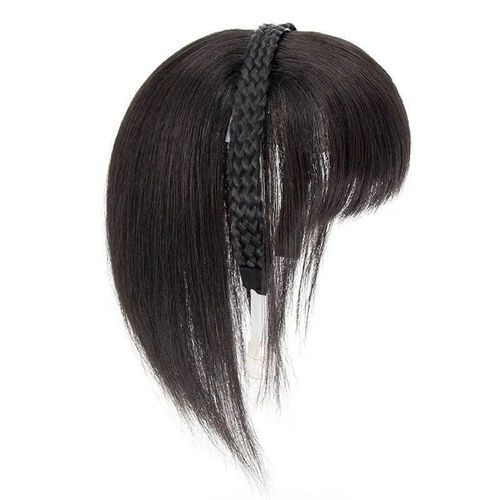 3D braided wig female headband with bangs integrated bangs wig piece on top of head wig piece to cover white hair and increase hair volume