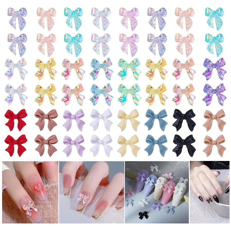 Cinta de uñas de desgaste transfronterizo Aurora tridimensional esmerilado arco joyería de uñas simple todo fósforo tridimensional pajarita hueca