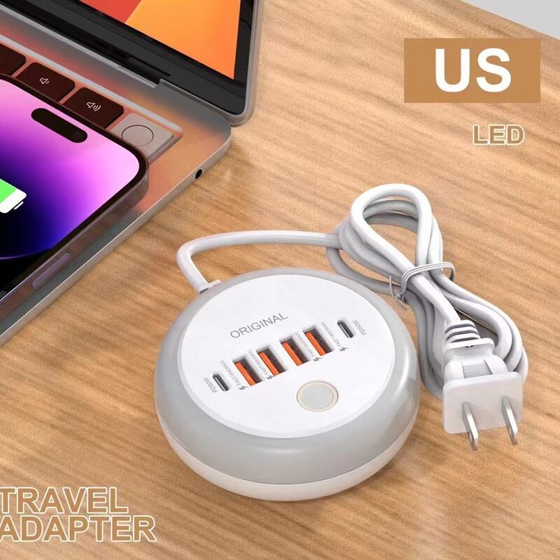 Multi-Port USB Mobile Phone Charger Multi-Hole Plug 6-Port High-Power Pd Charging Head Smart Fast Charging Pile 50W