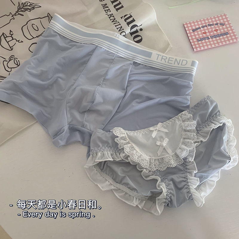 White summer silky couple underwear for a man and a woman bear girl cute to send girlfriend underwear suit