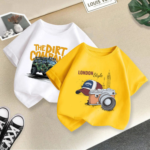 Children's round neck short sleeve  summer new unisex kids trendy fashion T-shirt baby top base shirt children's clothing