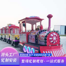 景区观光无轨小火车可坐人游乐设备电动燃油户外广场大型摆渡火车