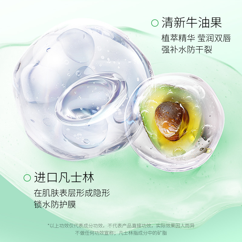 Boquanya Fresh Avocado Lip Protector, crema labial hidratante, anti-sequedad, desvanecimiento de las marcas labial, crema labial hidratante